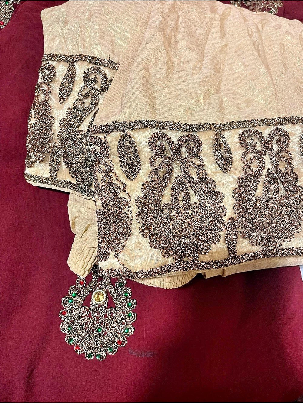 Embellished Burgundy Kurta